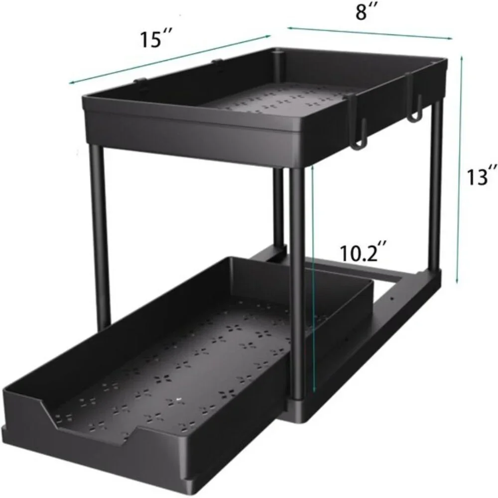 New 2-Pack Under Sink Organizer, 2-Tier Sliding Cabinet Baskets for Kitchen